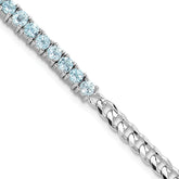 Sterling Silver Rhodium-Rhodium-Plated 3mm 3.21BT Blue Topaz Curb Chain Bracelet